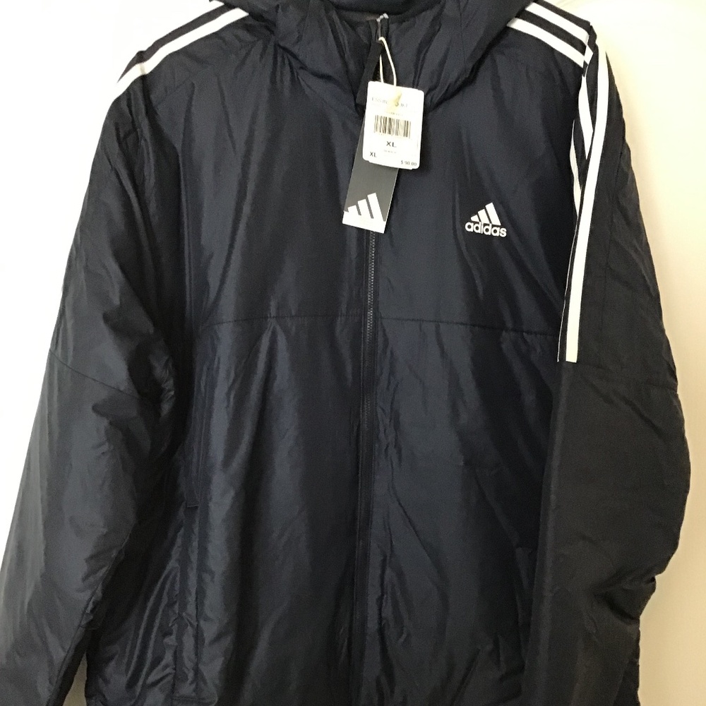 ADIDAS ESSENTIALS HOODED 3-STRIPES LIGHTWEIGHT JACKET - Picture 11 of 16